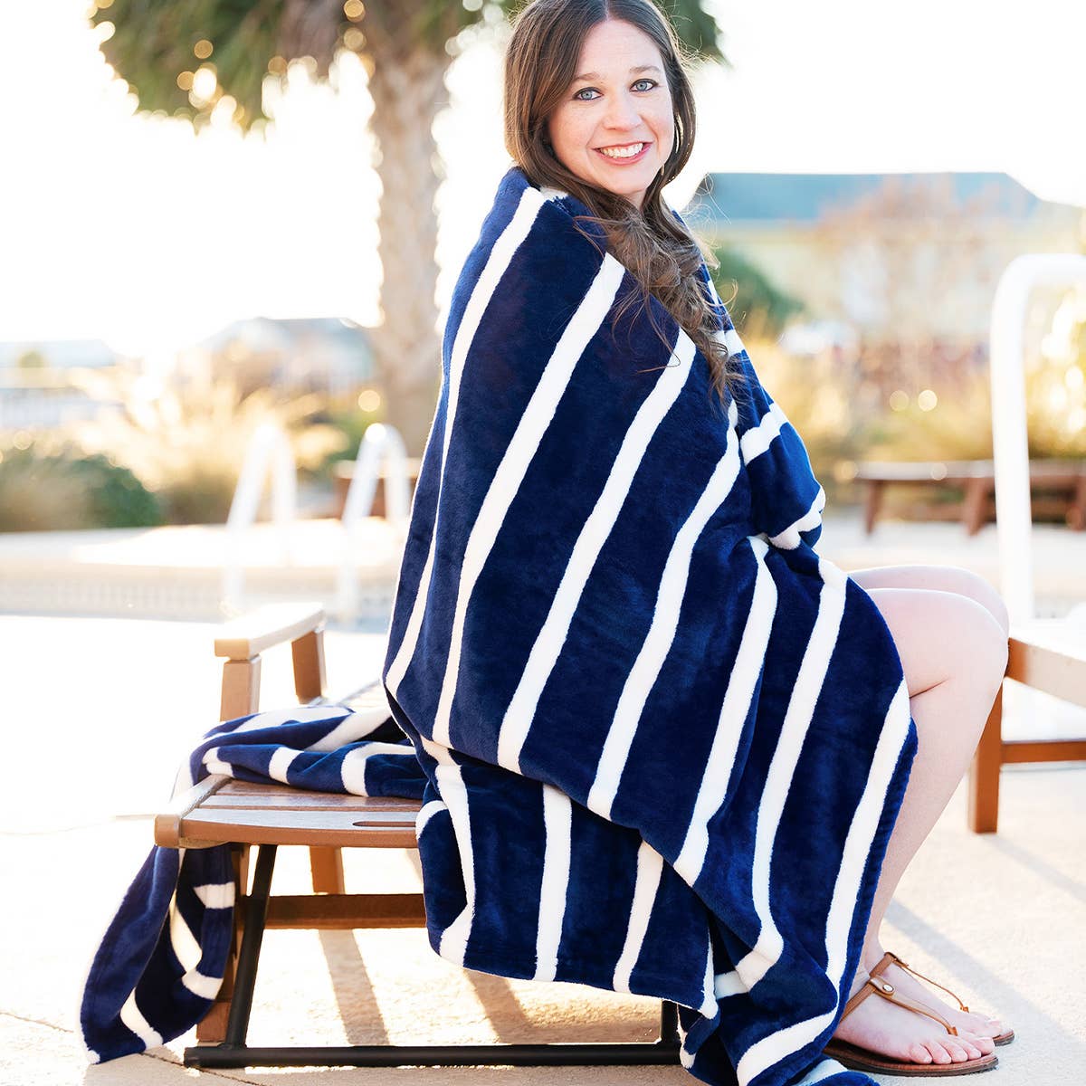Navy Stripe Blanket
