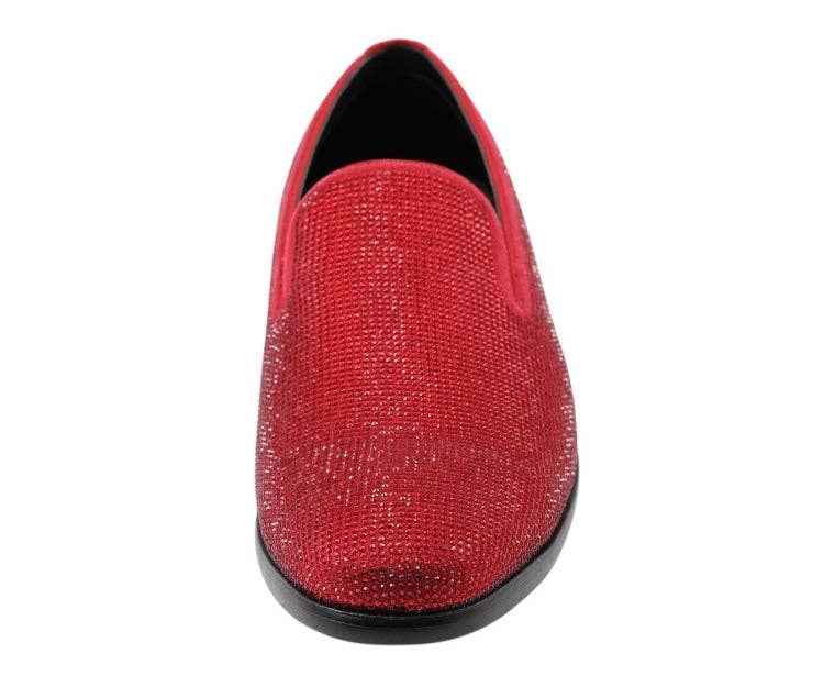Dazzle Slip-On Dress Loafer - Red Embellished Rhinestone
