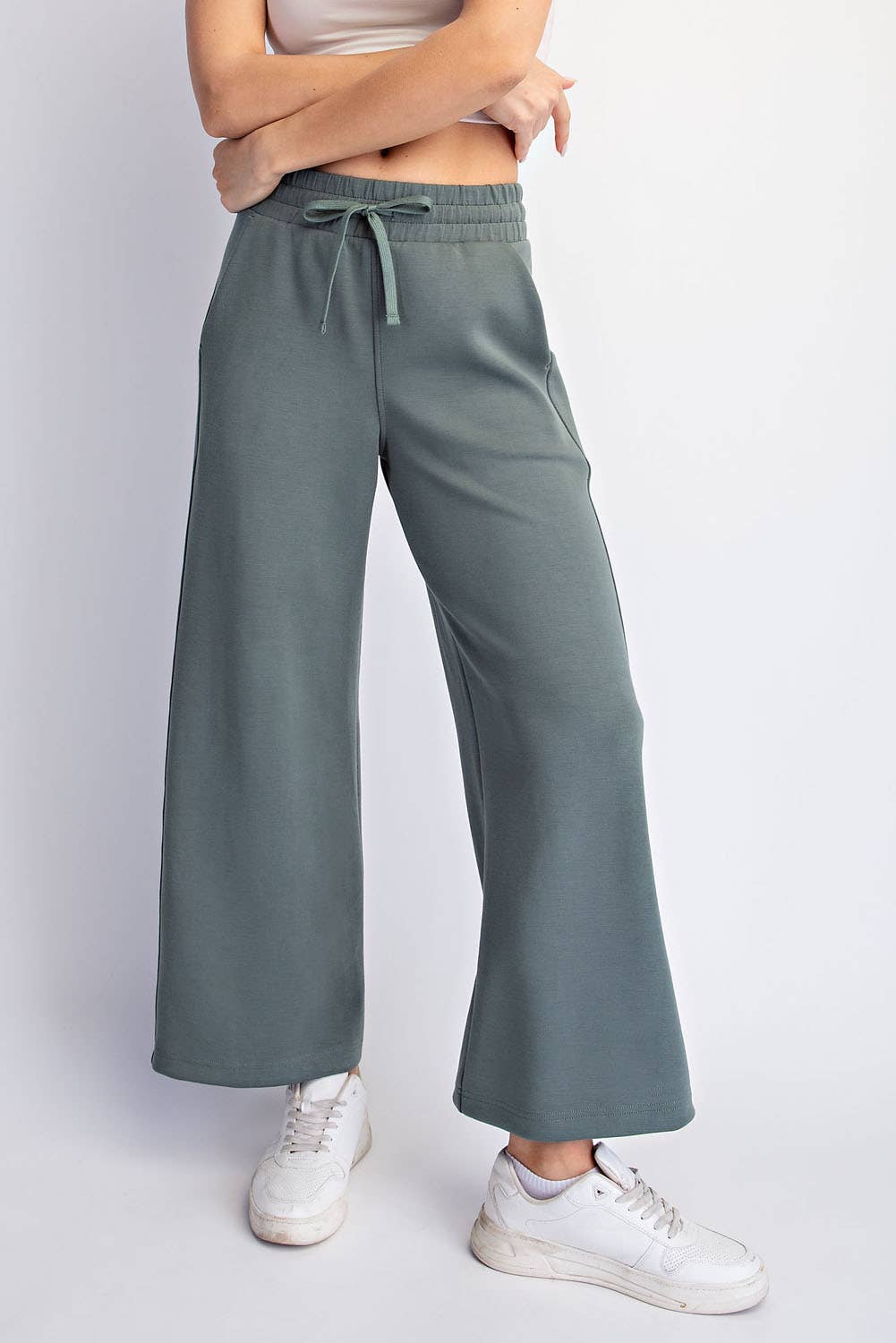 Modal Scuba Cropped Wide Pant - Rae Mode - Espresso / Black
