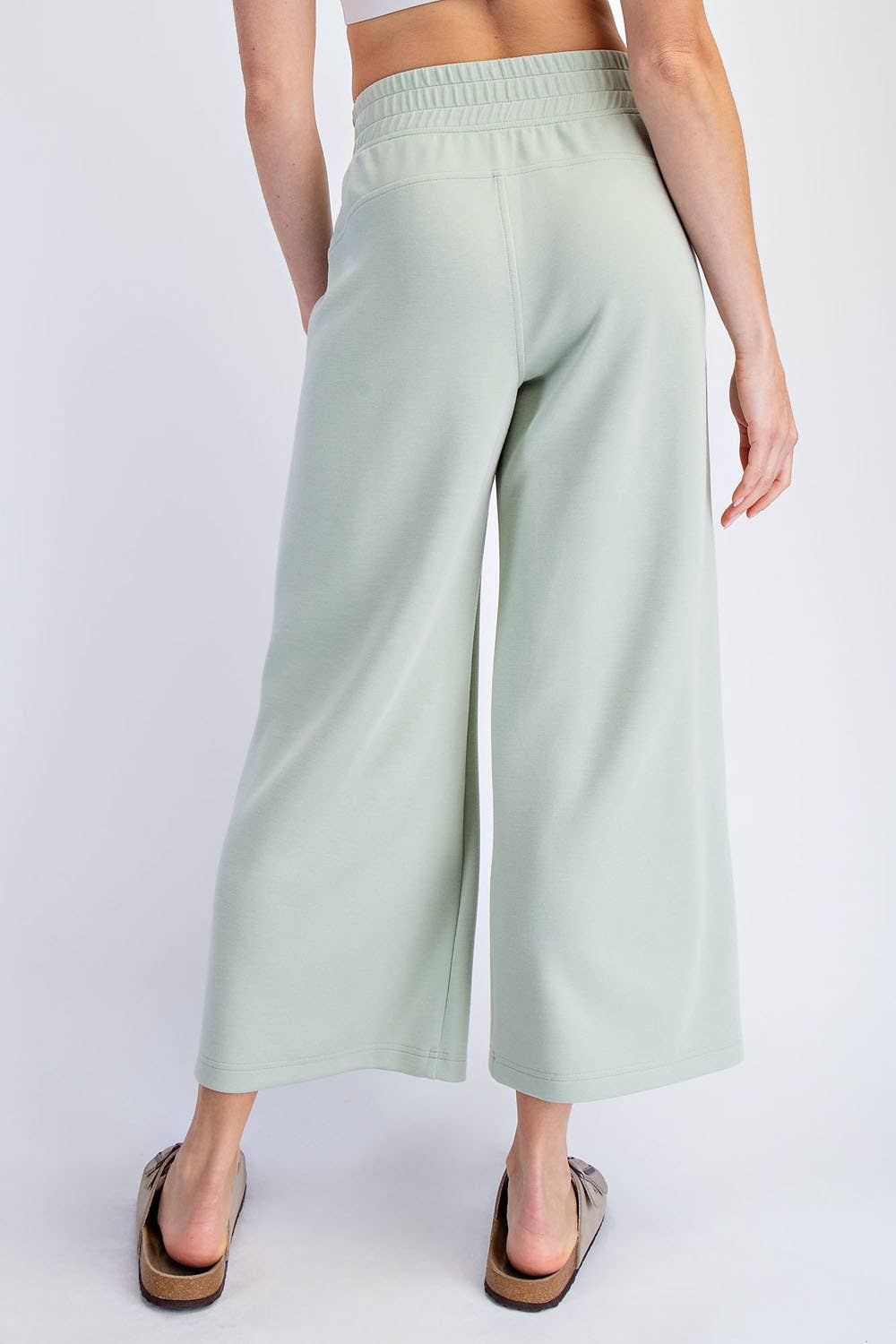 Modal Scuba Cropped Wide Pant - Rae Mode - Espresso / Black