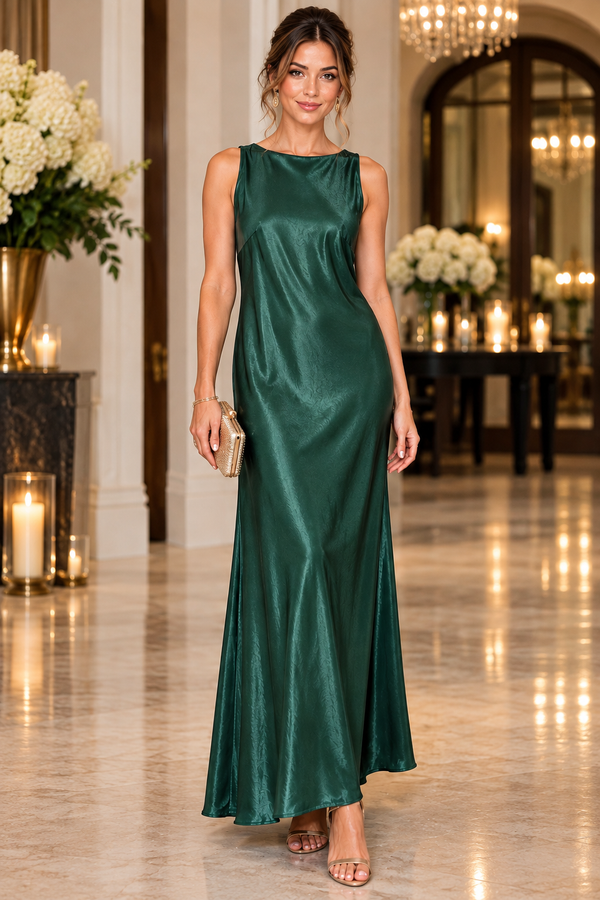 She+Sky Sleeveless Back Cowl Cocktail Maxi Dress - Sea Green