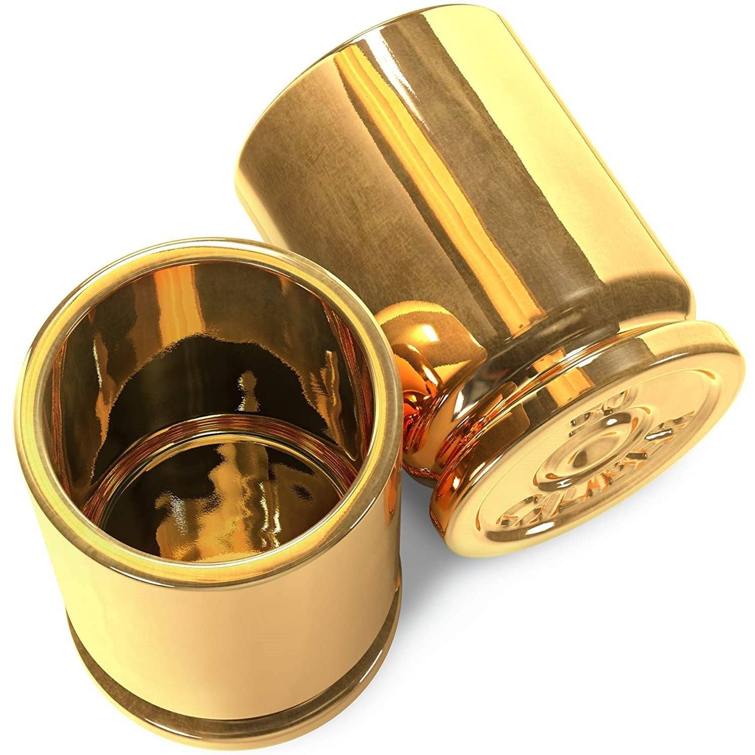 50 Caliber Brass Ceramic Shot Glasses - Set of 2