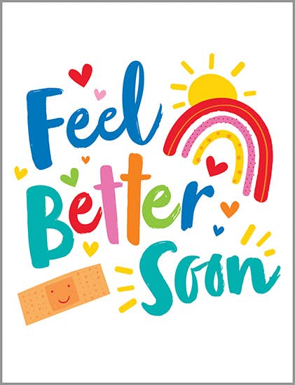 Get Well Greeting Card - Bandaid/Rainbow