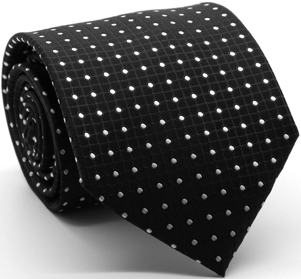 Classic Black Geometric Pattern Necktie & Hanky Set