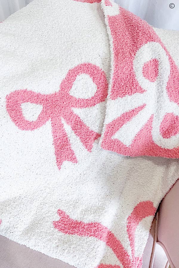 Luxury Blanket - Pink and White Bow