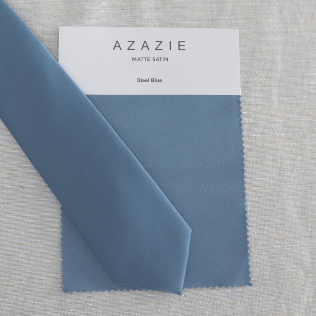 Steel Blue Solid Satin Slim Tie