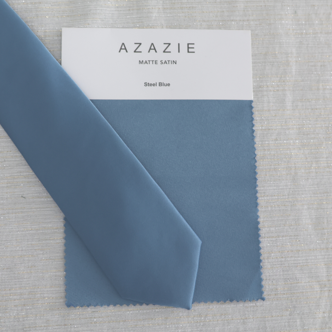 Steel Blue Solid Satin Slim Tie