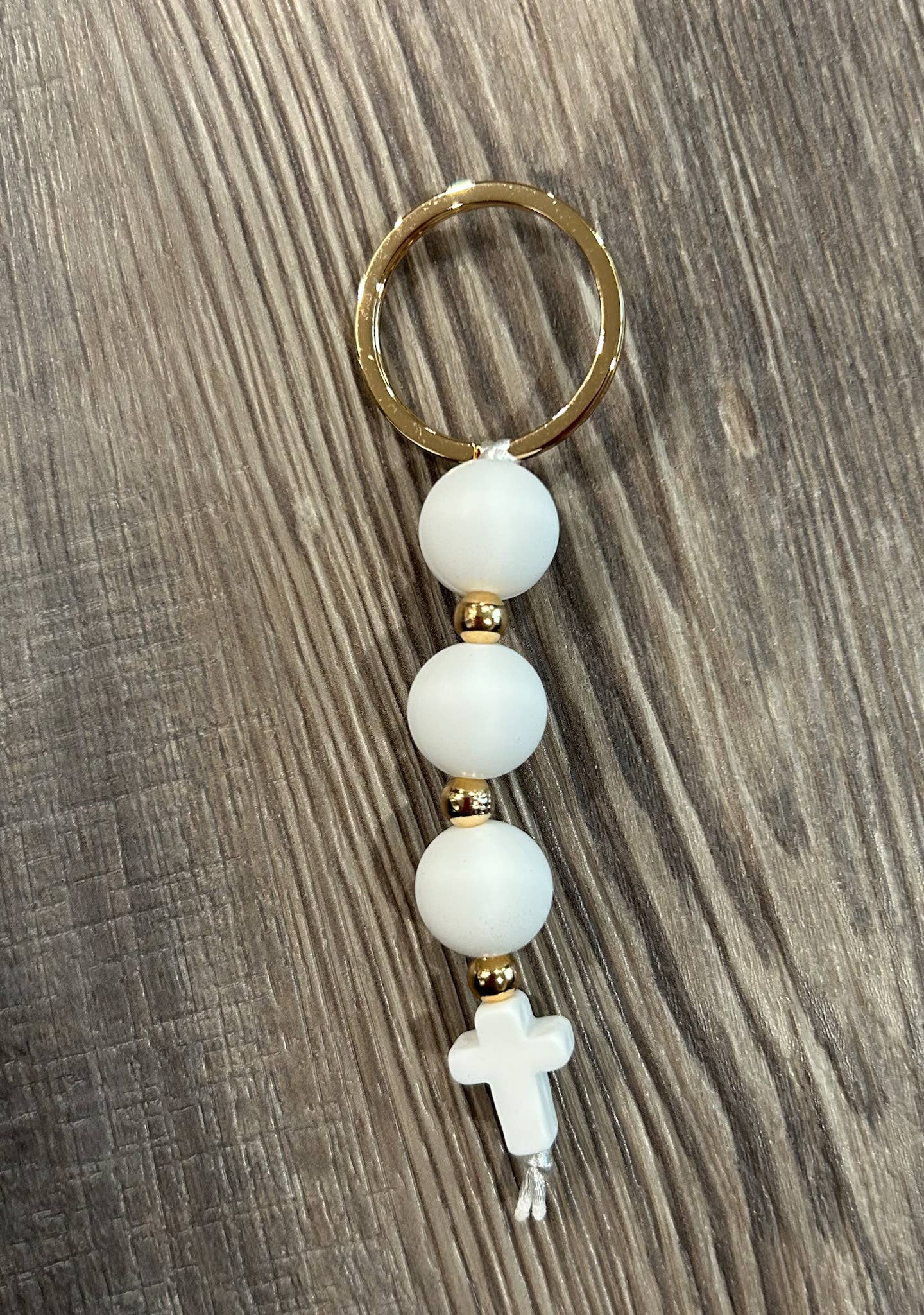 White Cross Silicone Keychain/Bag Charm