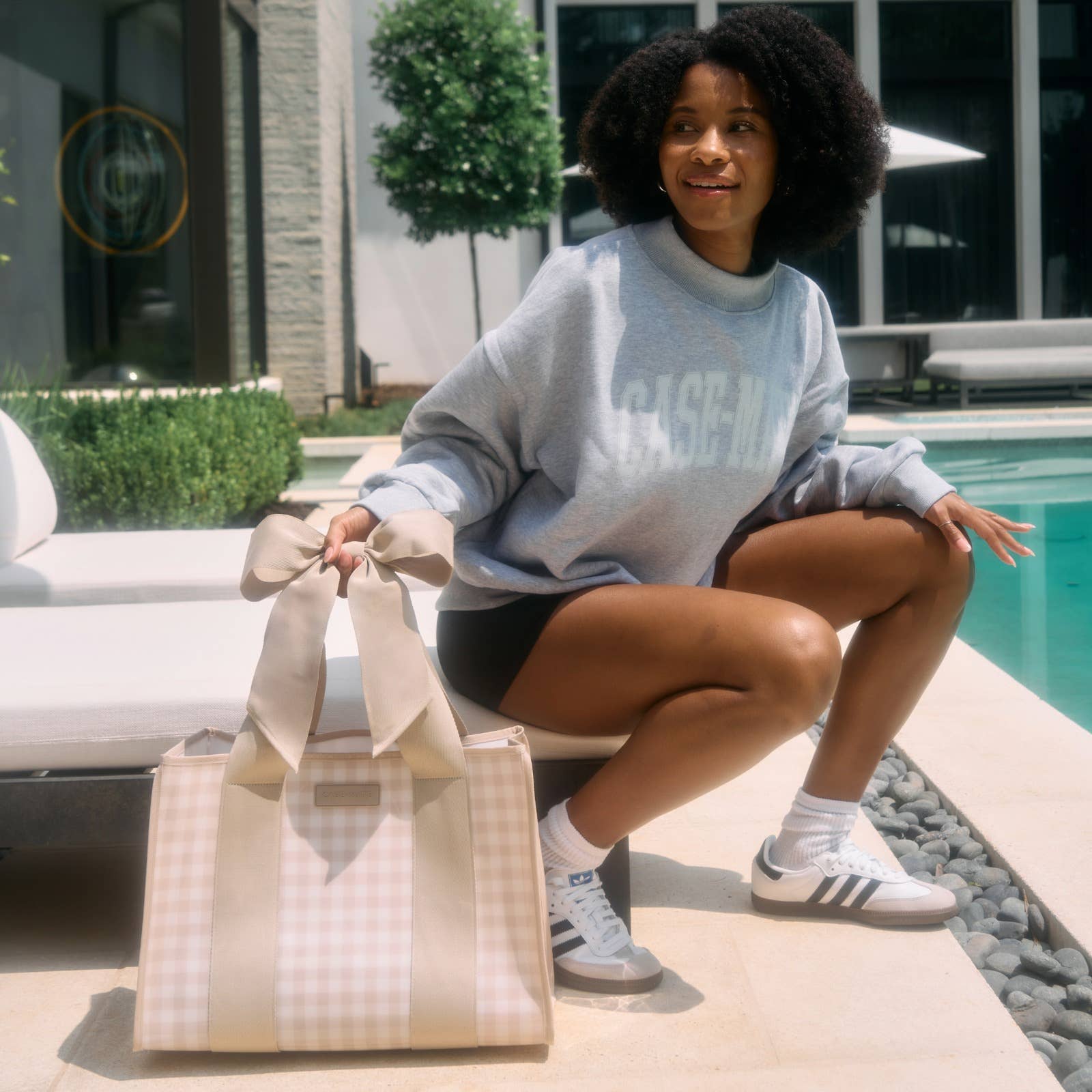 Case-Mate Latte Gingham Bow Jelly Tote Bag