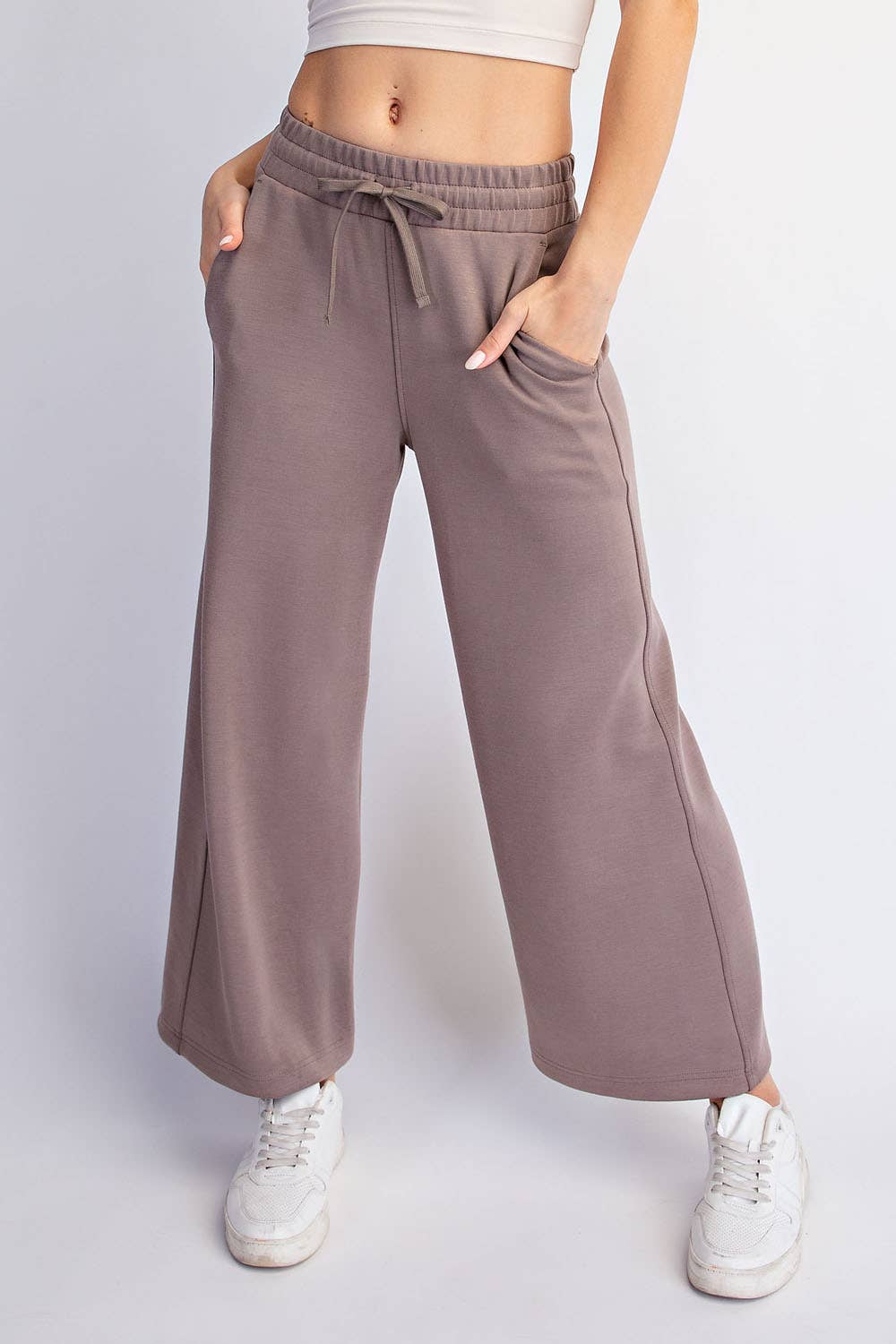 Modal Scuba Cropped Wide Pant - Rae Mode - Espresso / Black