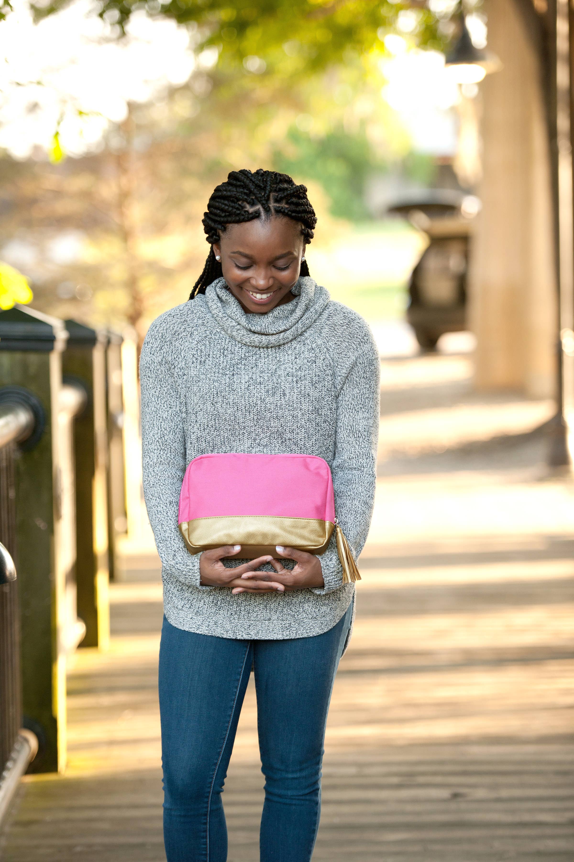 Hot Pink Cabana Cosmetic Bag