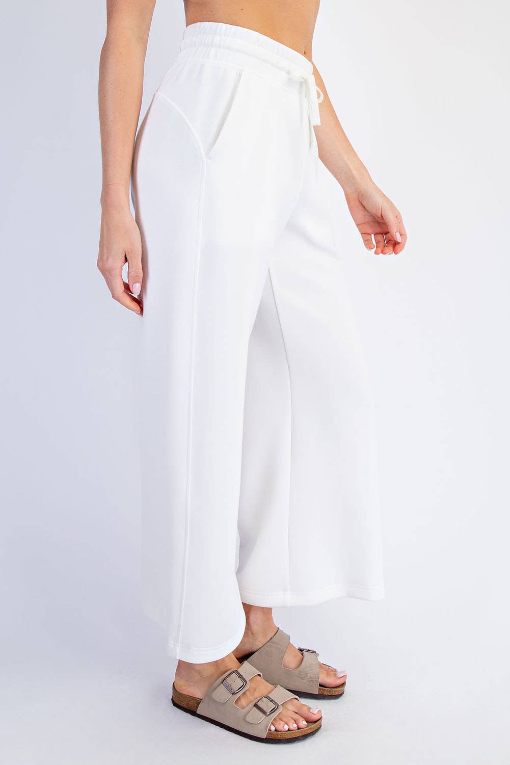 Modal Scuba Cropped Wide Pant - Rae Mode - Espresso / Black