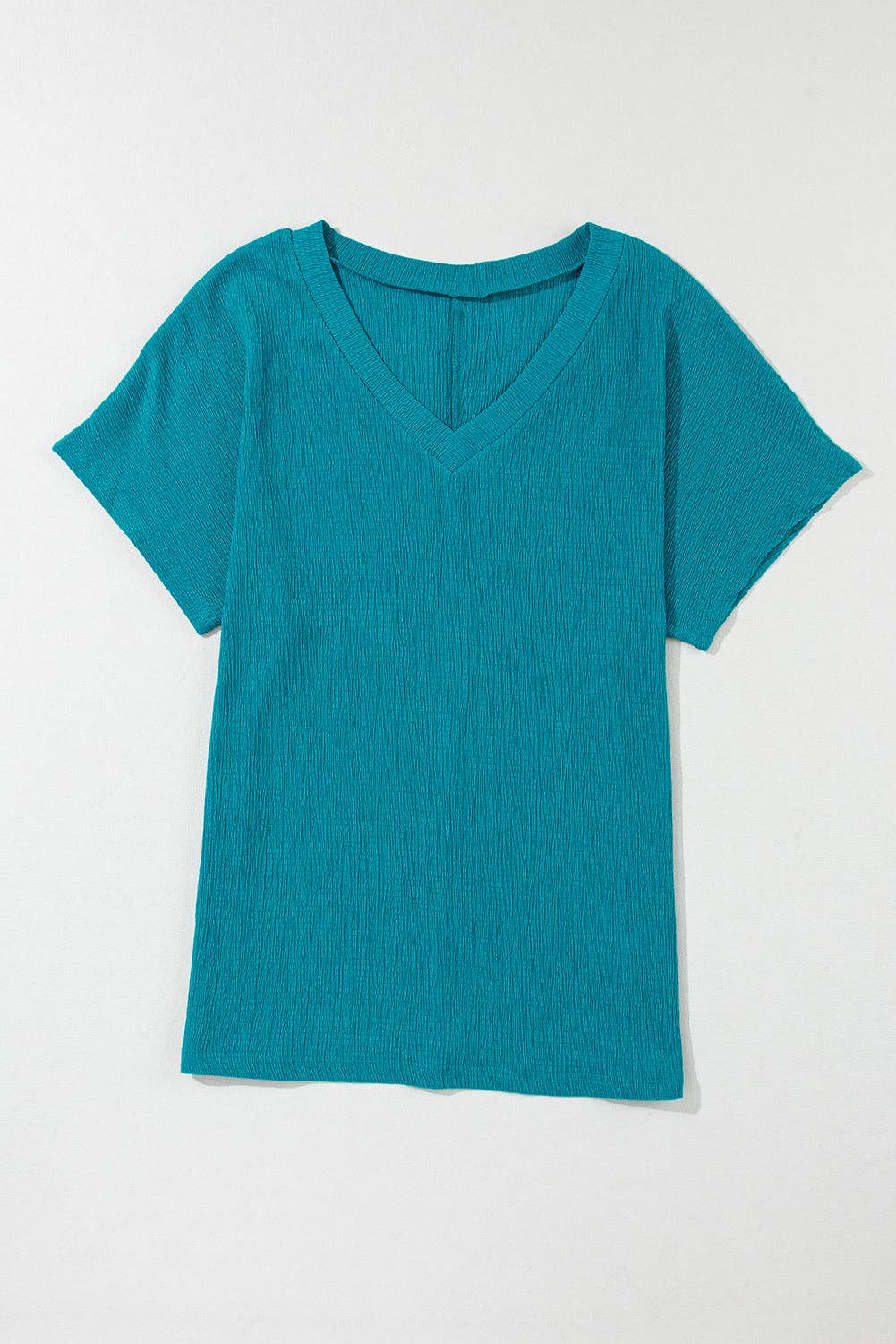 Sapphire Crinkled V Neck Wide Sleeve T-shirt- FINAL SALE 50% OFF