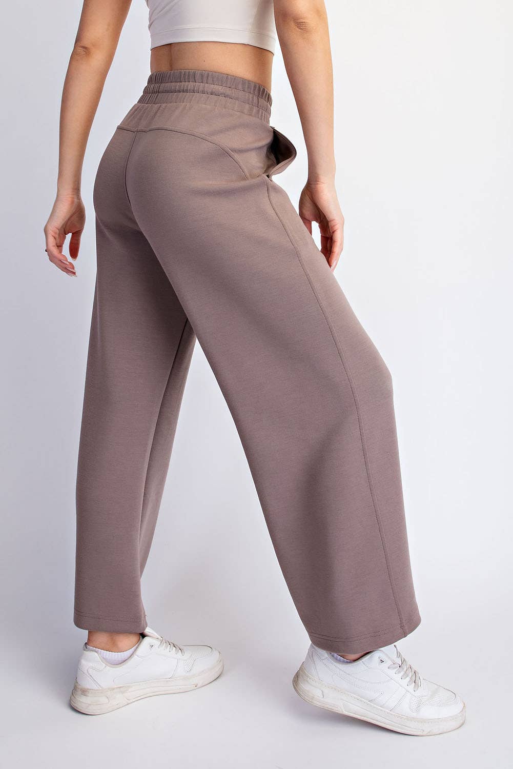 Modal Scuba Cropped Wide Pant - Rae Mode - Espresso / Black