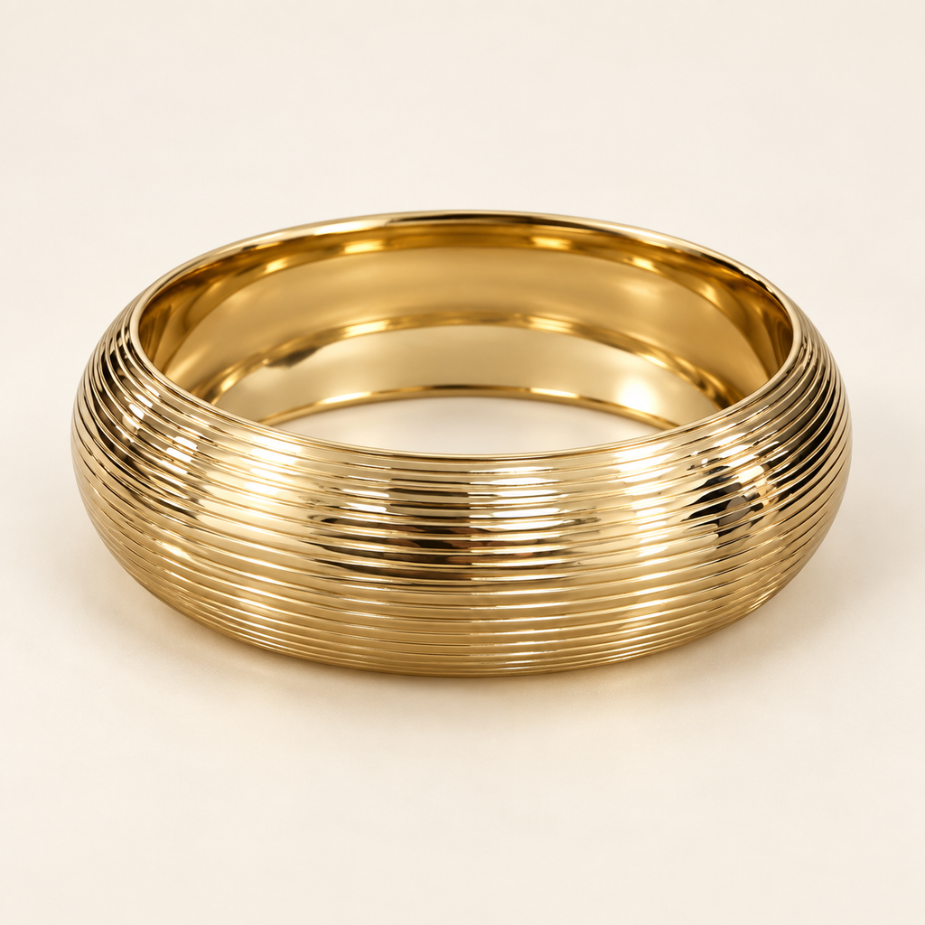 Women’s Gold Ribbed Bangle Bracelet