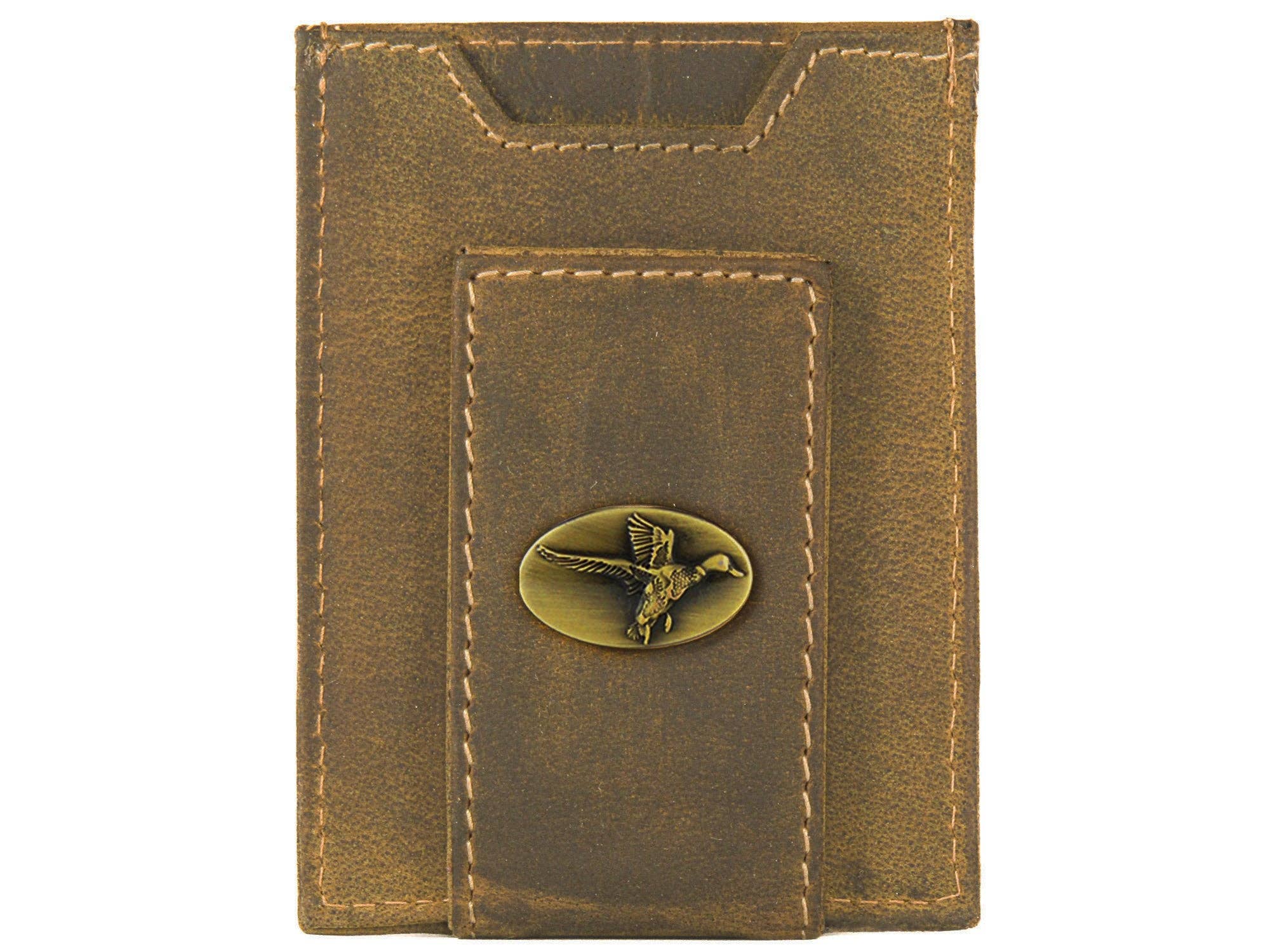Mallard Vintage Tan Leather Magnetic Front Pocket Wallet