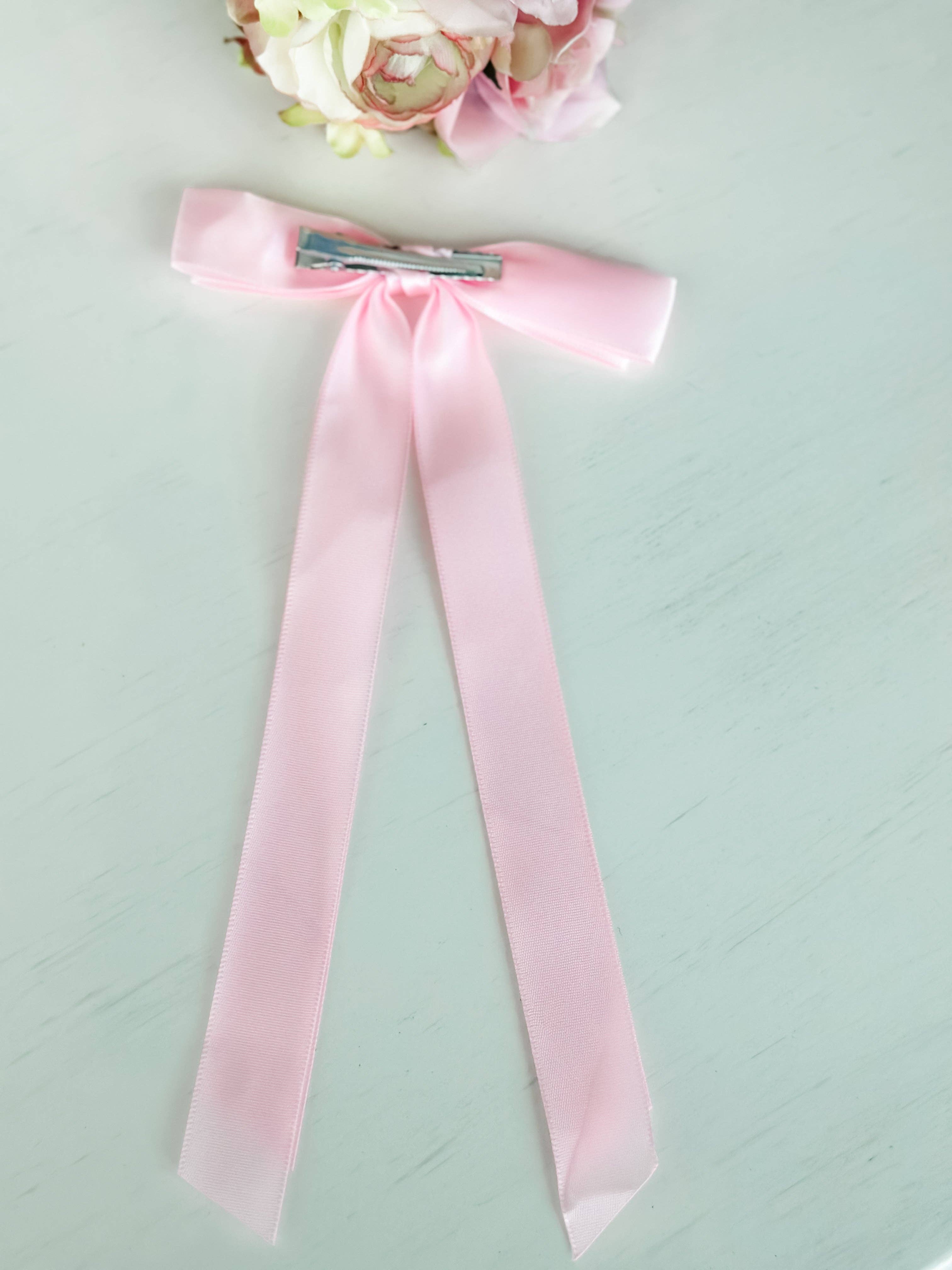 Classic Satin Bow With Clip "Pink"