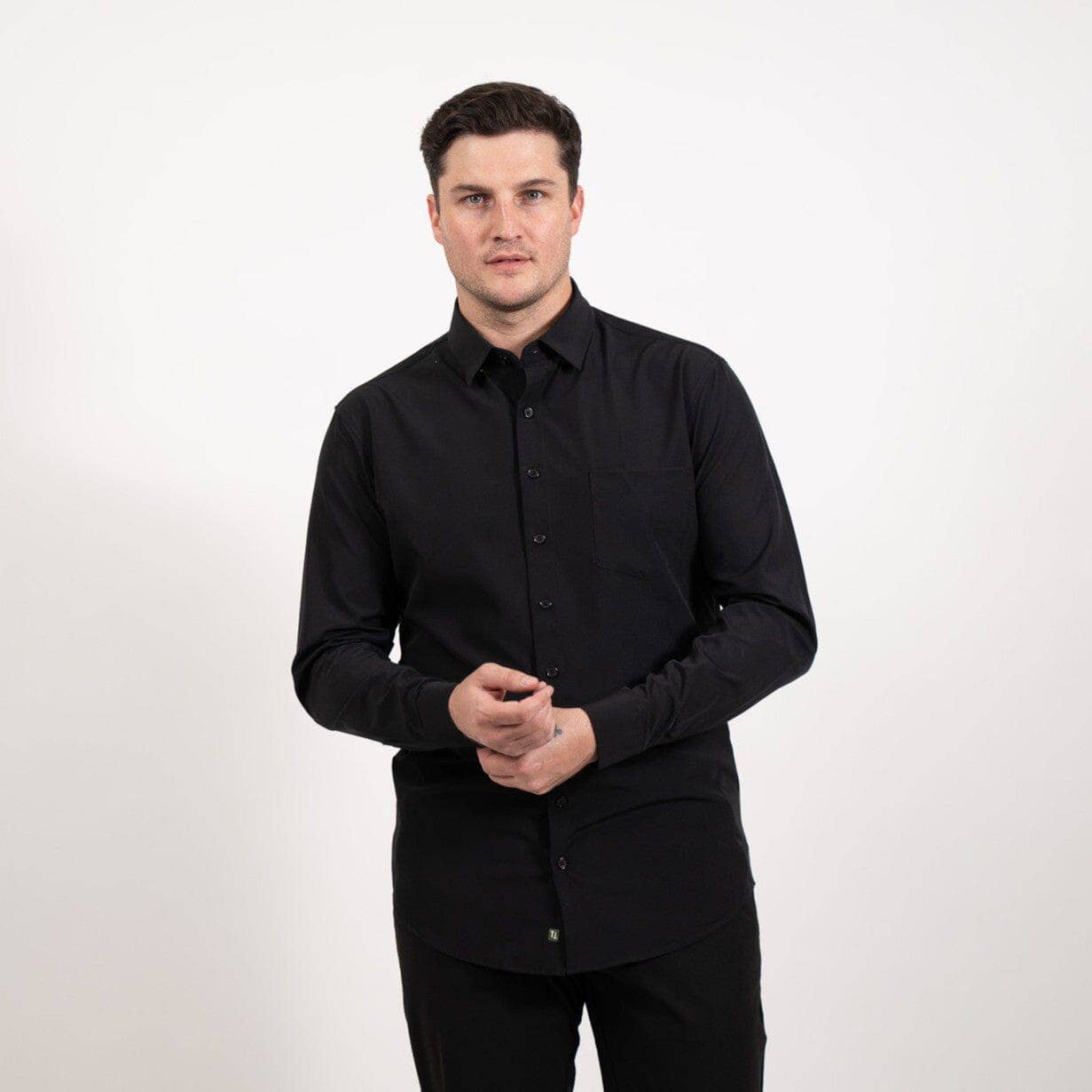 Hustle Performance Dress Shirt - Black Long Sleeve