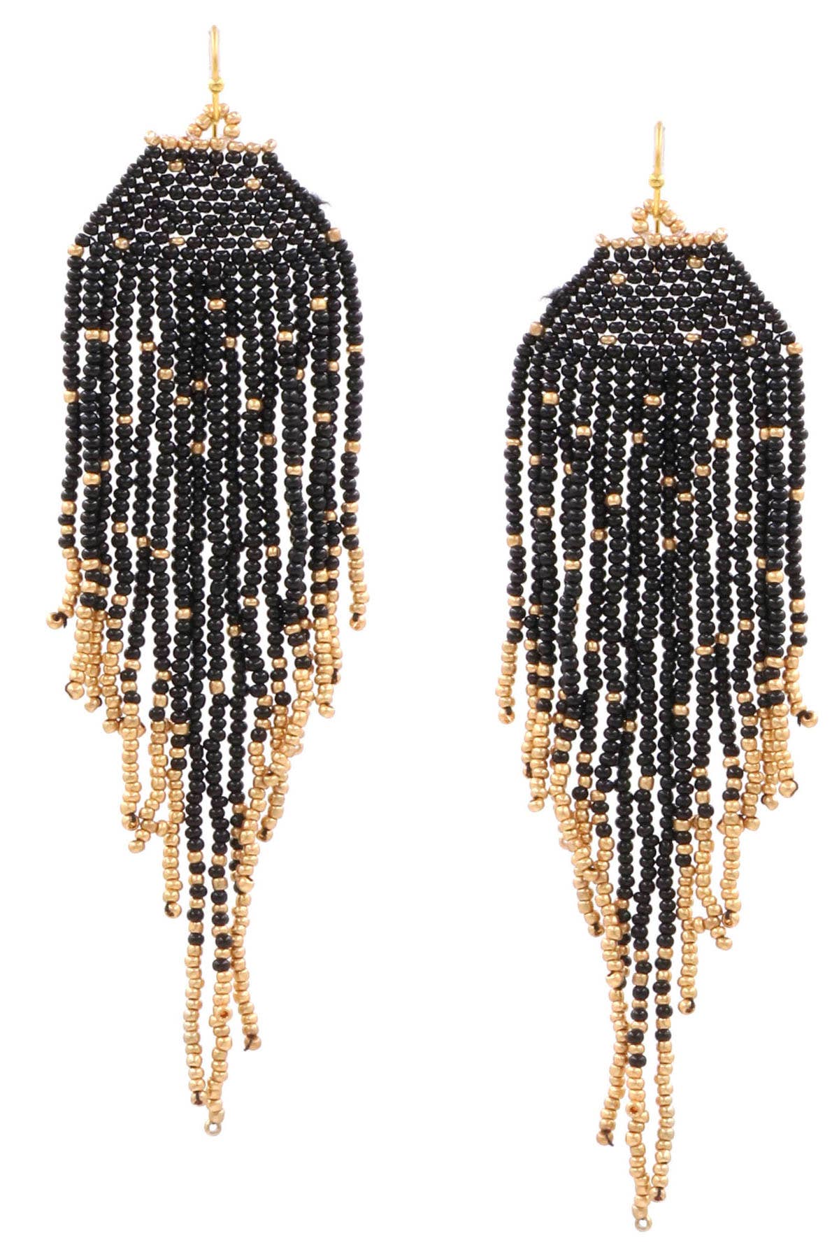 Seed Bead Tassel Dangle Earrings