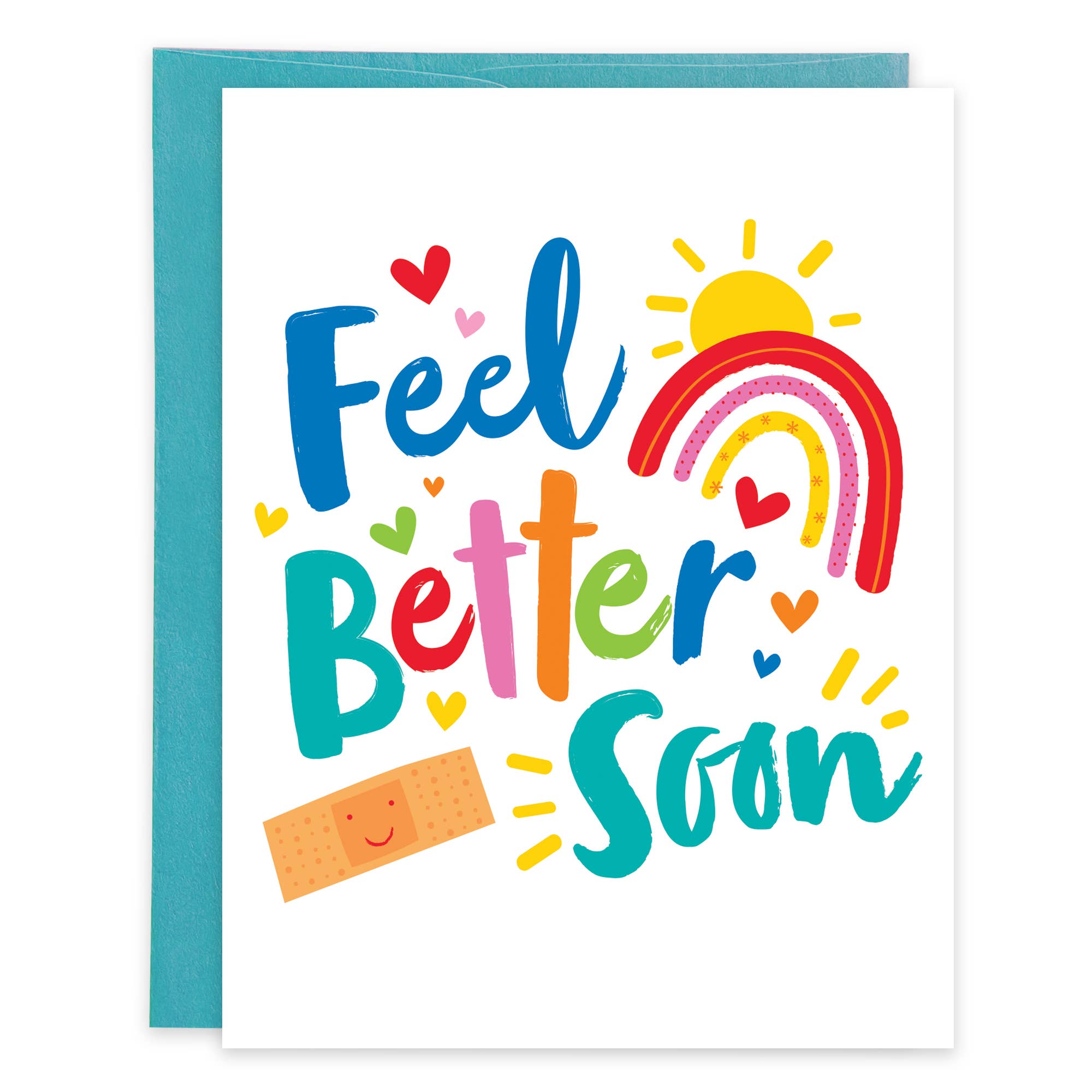 Get Well Greeting Card - Bandaid/Rainbow