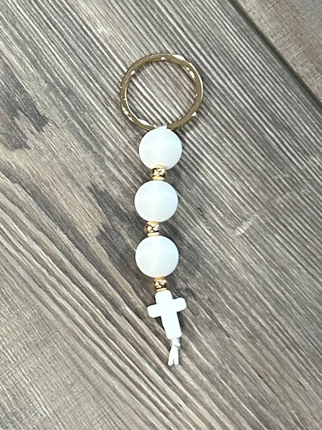 White Cross Silicone Keychain/Bag Charm