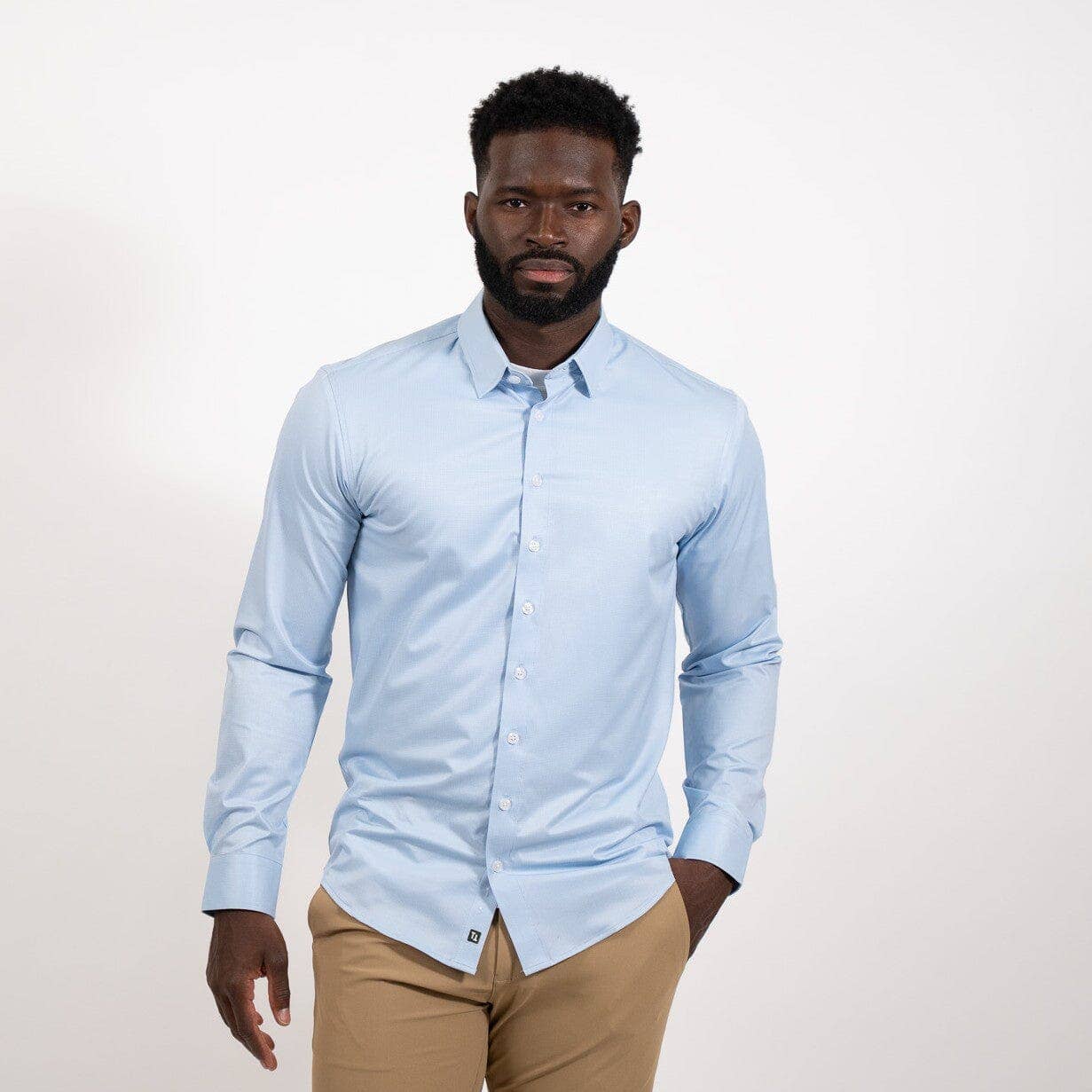 Hustle Sport Shirt - Long Sleeve - Blue Micro Houndstooth