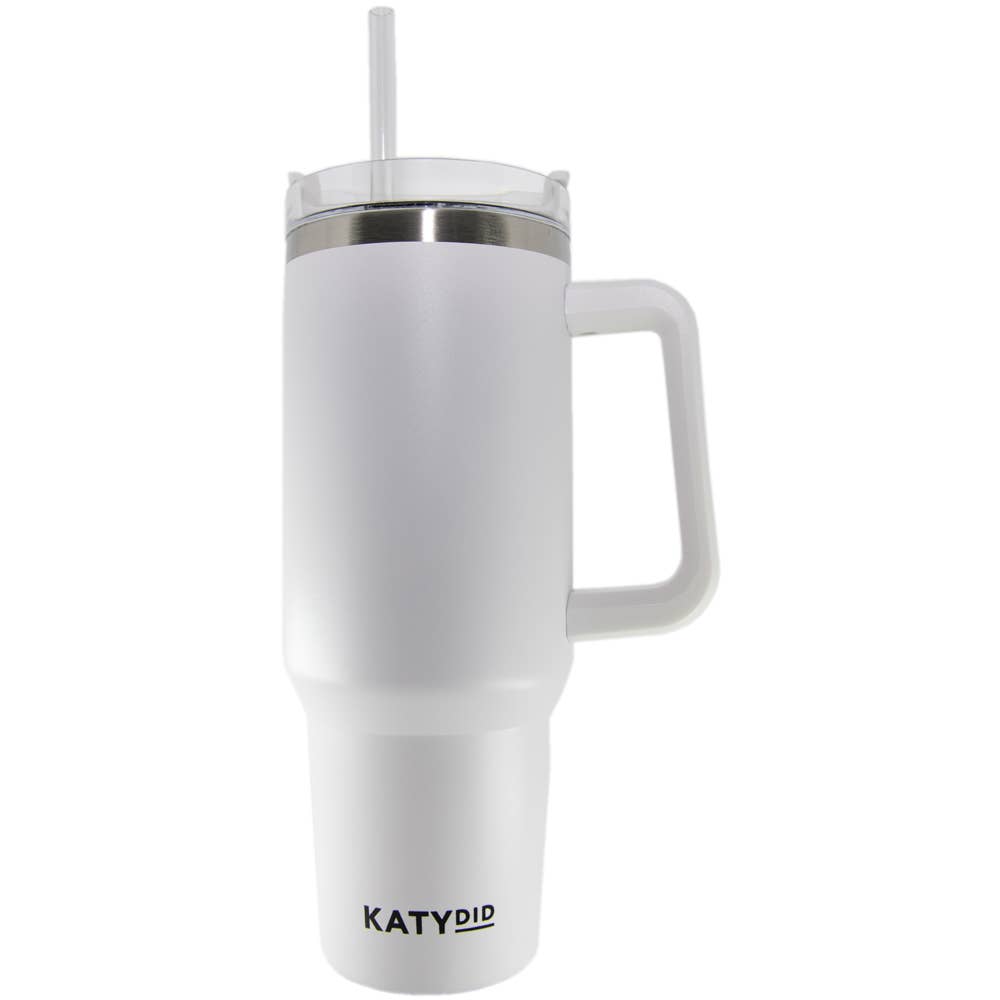 White 40 Oz Tumbler Cup with Handle