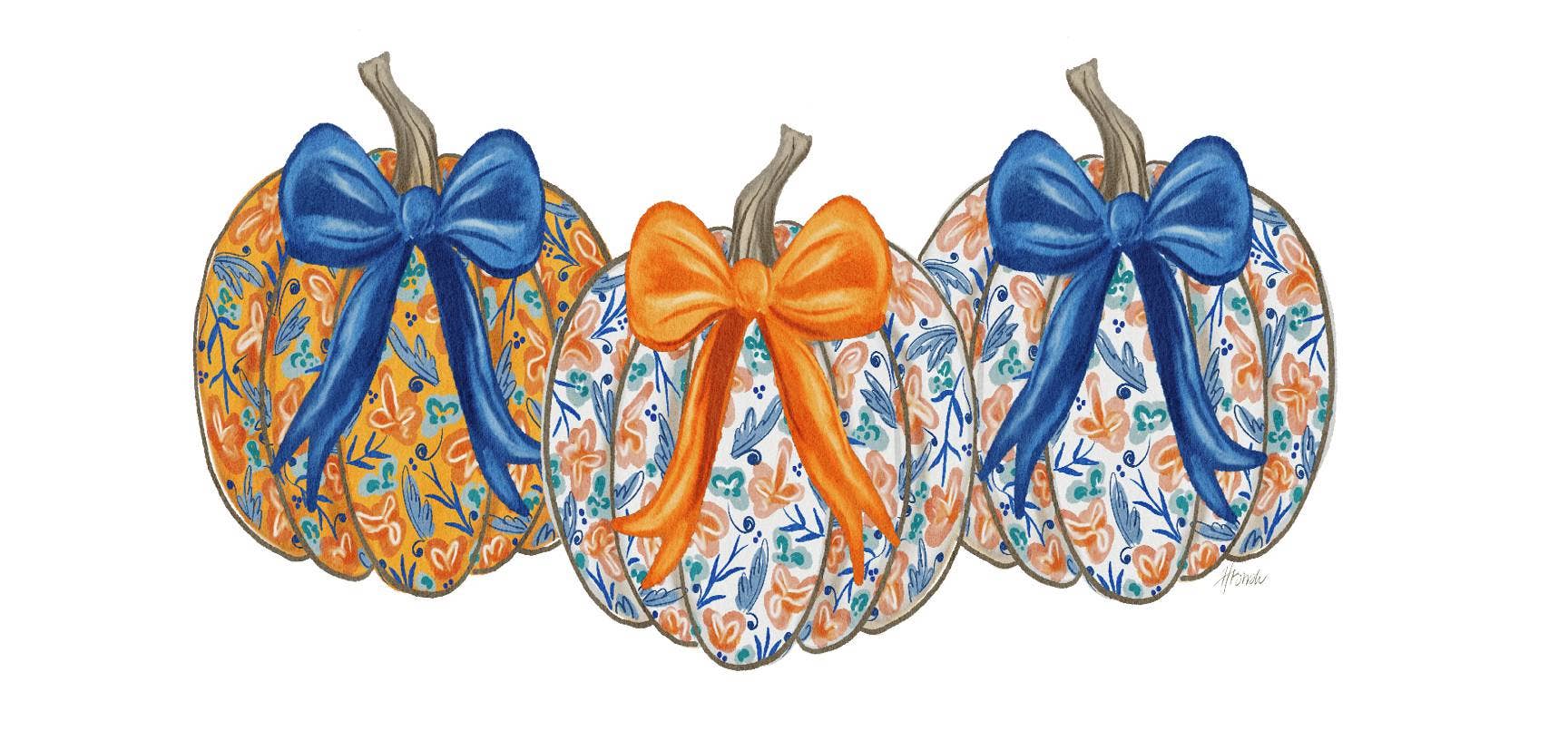 Orange and Blue Pattern Pumpkins Lumbar Swap
