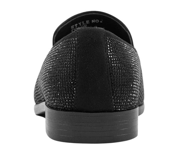 Dazzle Slip-On Dress Loafer - Black Embellished Rhinestone