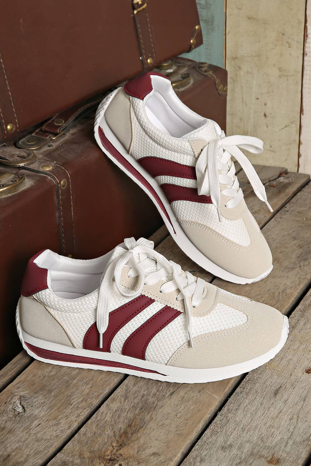 Colorblock Contrast PU Panel Sneakers