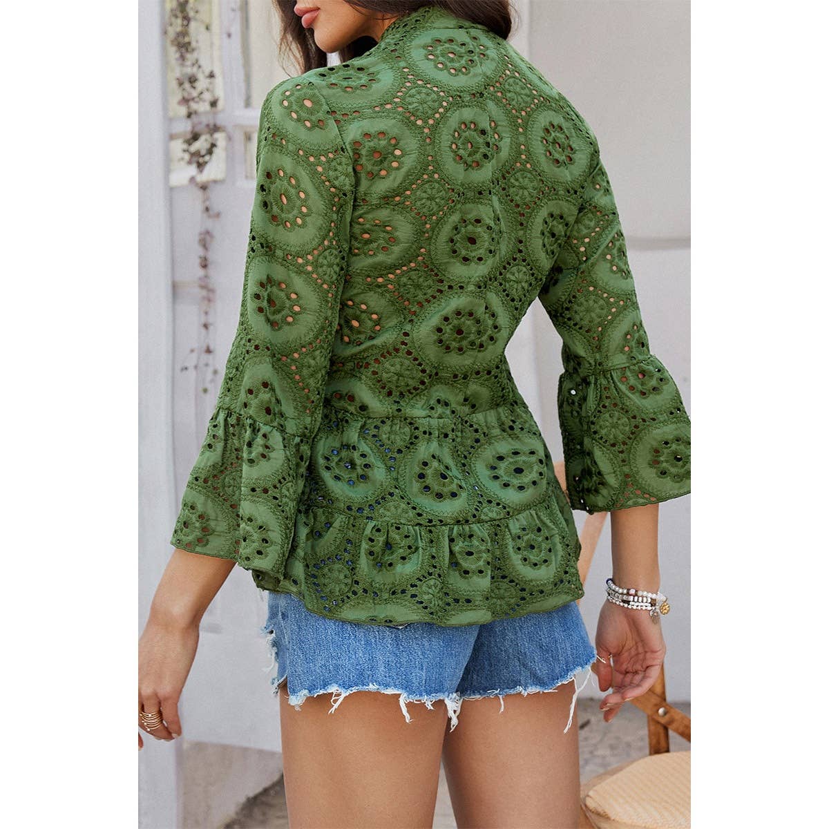 Sally Flounce Sleeve Peplum Blouse