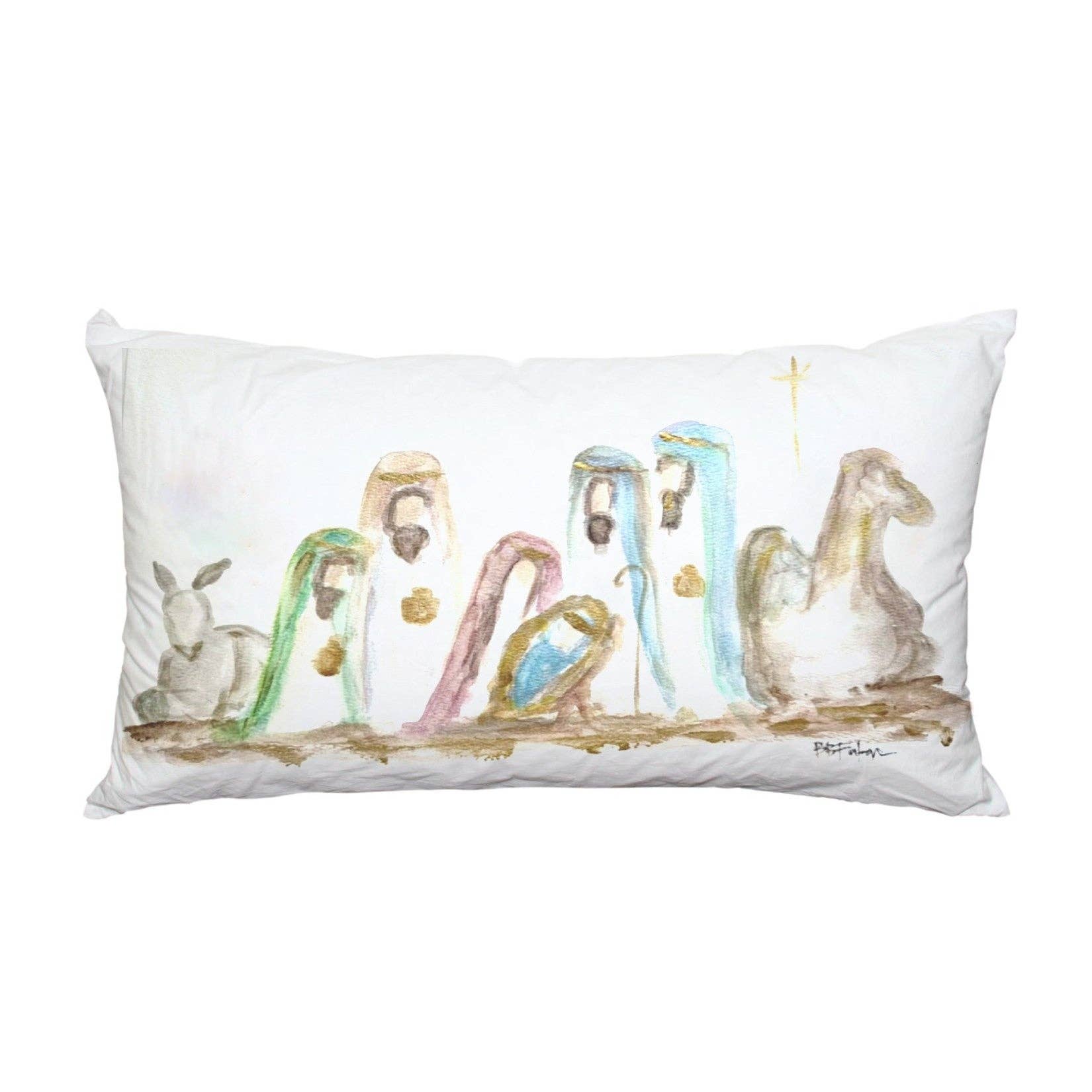 LUCKYBIRD BRIDGETT'S LUMBAR NATIVITY LUMBAR PILLOW