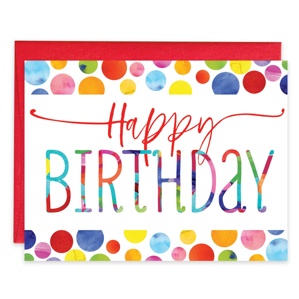 Birthday Greeting Card - Watercolor Birthday Dots