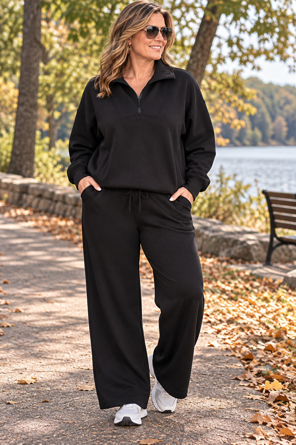 Plus Size Modal Scuba Quarter Zip Pullover - Rae Mode