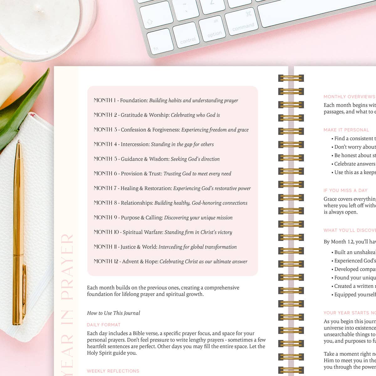 A Year In Prayer: A Journey of Daily Prayer and Reflection by Spiral Bible