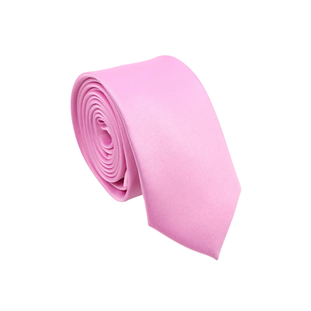 Candy Pink Satin Slim Tie
