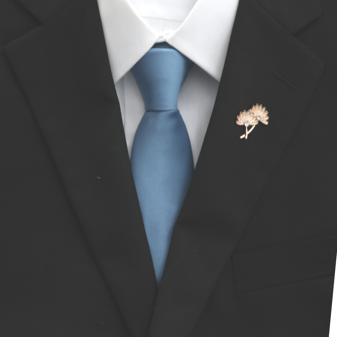 Steel Blue Solid Satin Slim Tie