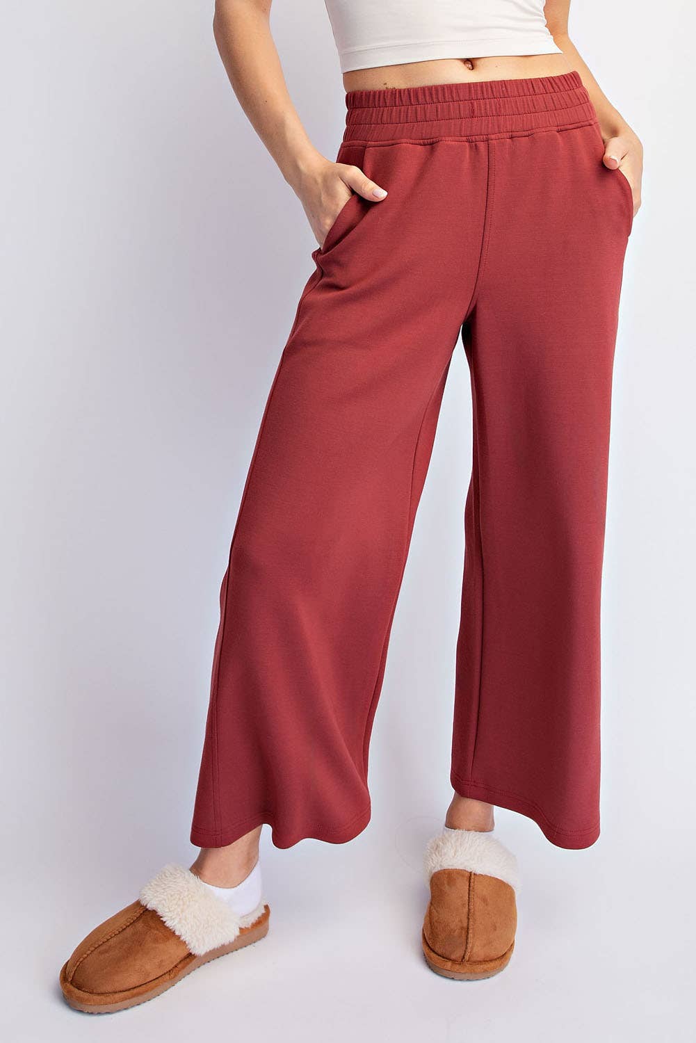 Modal Scuba Cropped Wide Pant - Rae Mode - Espresso / Black