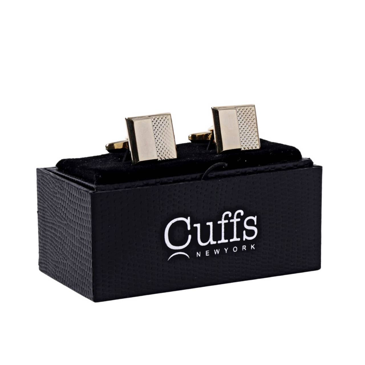 Gold Half Texture Square Cufflinks