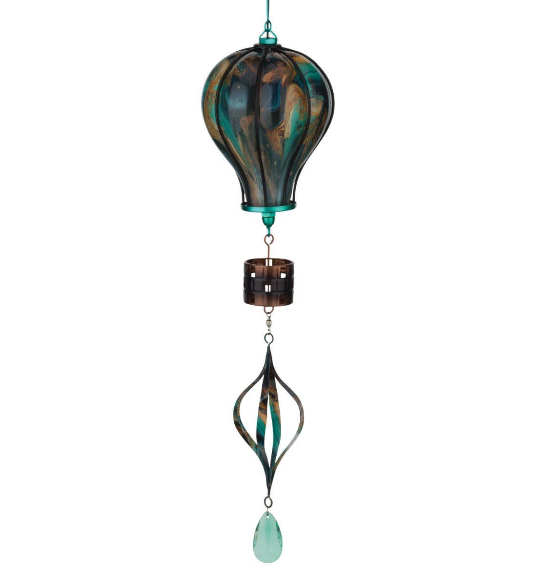 Swirl Balloon Spinner Solar Lantern - Green