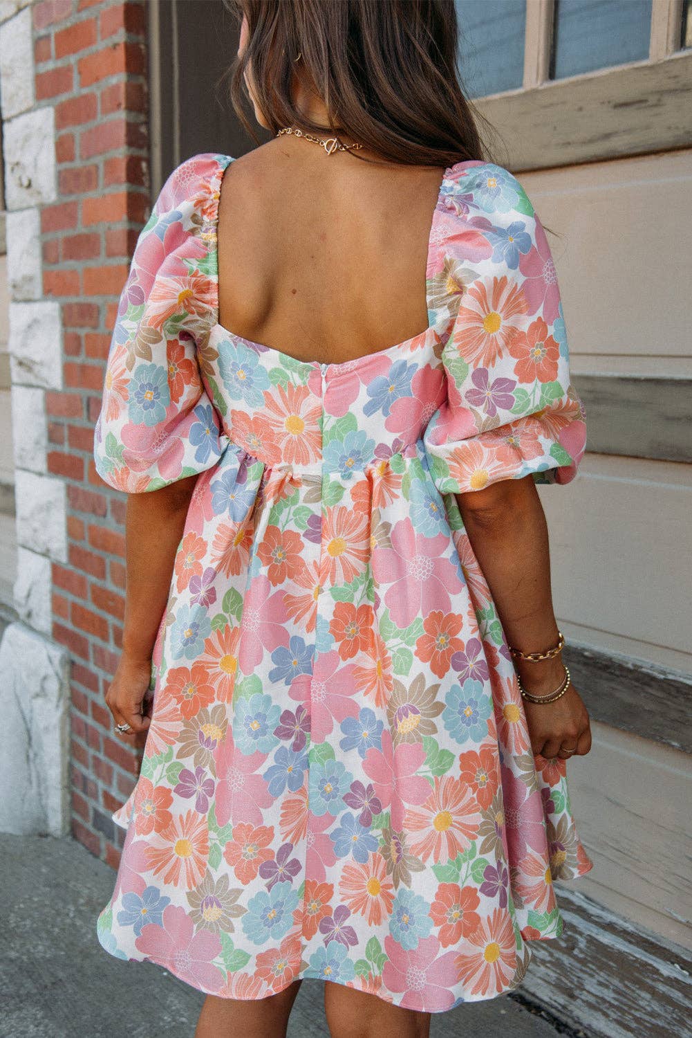 Floral Puff Sleeve Babydoll Dress
