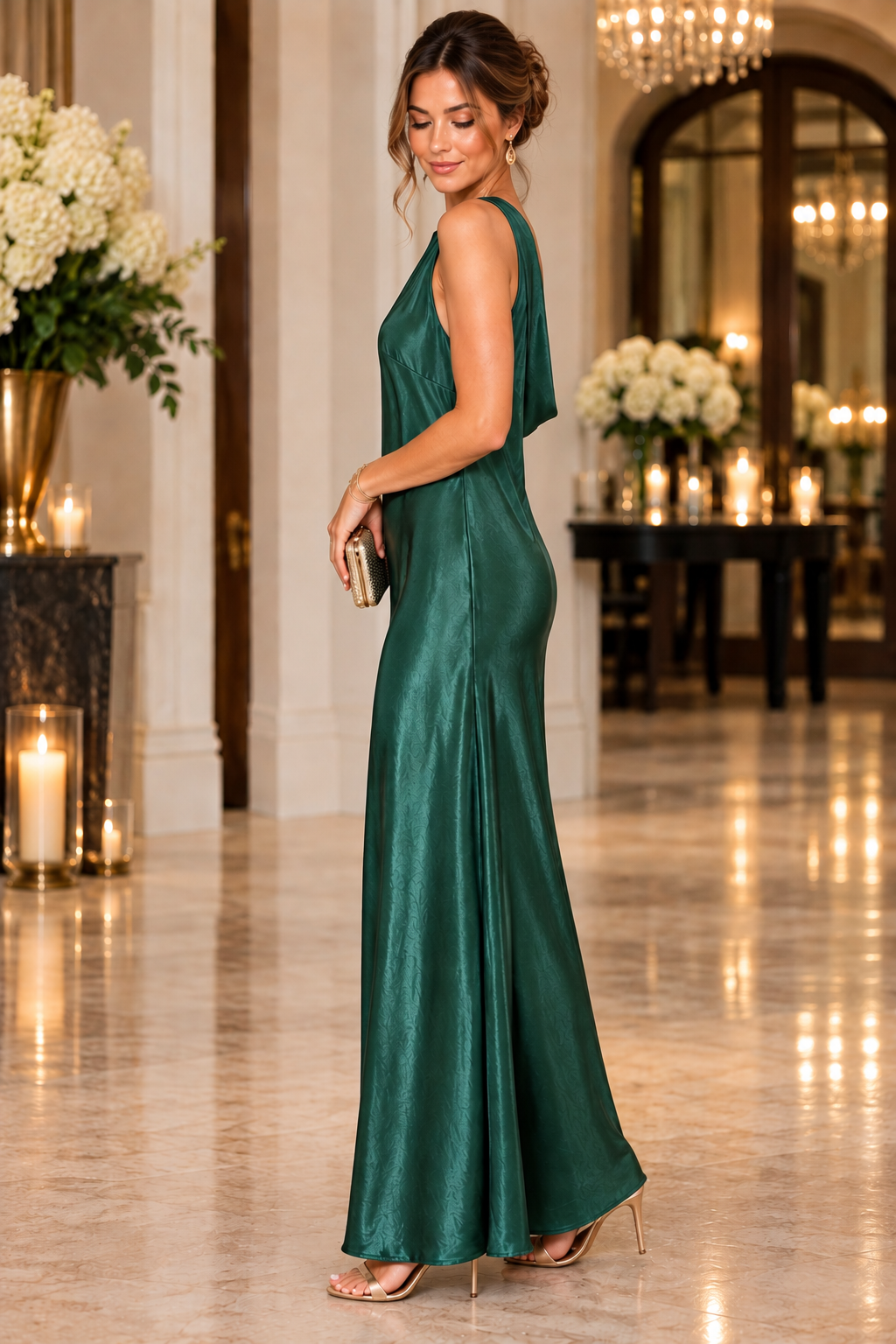 She+Sky Sleeveless Back Cowl Cocktail Maxi Dress - Sea Green