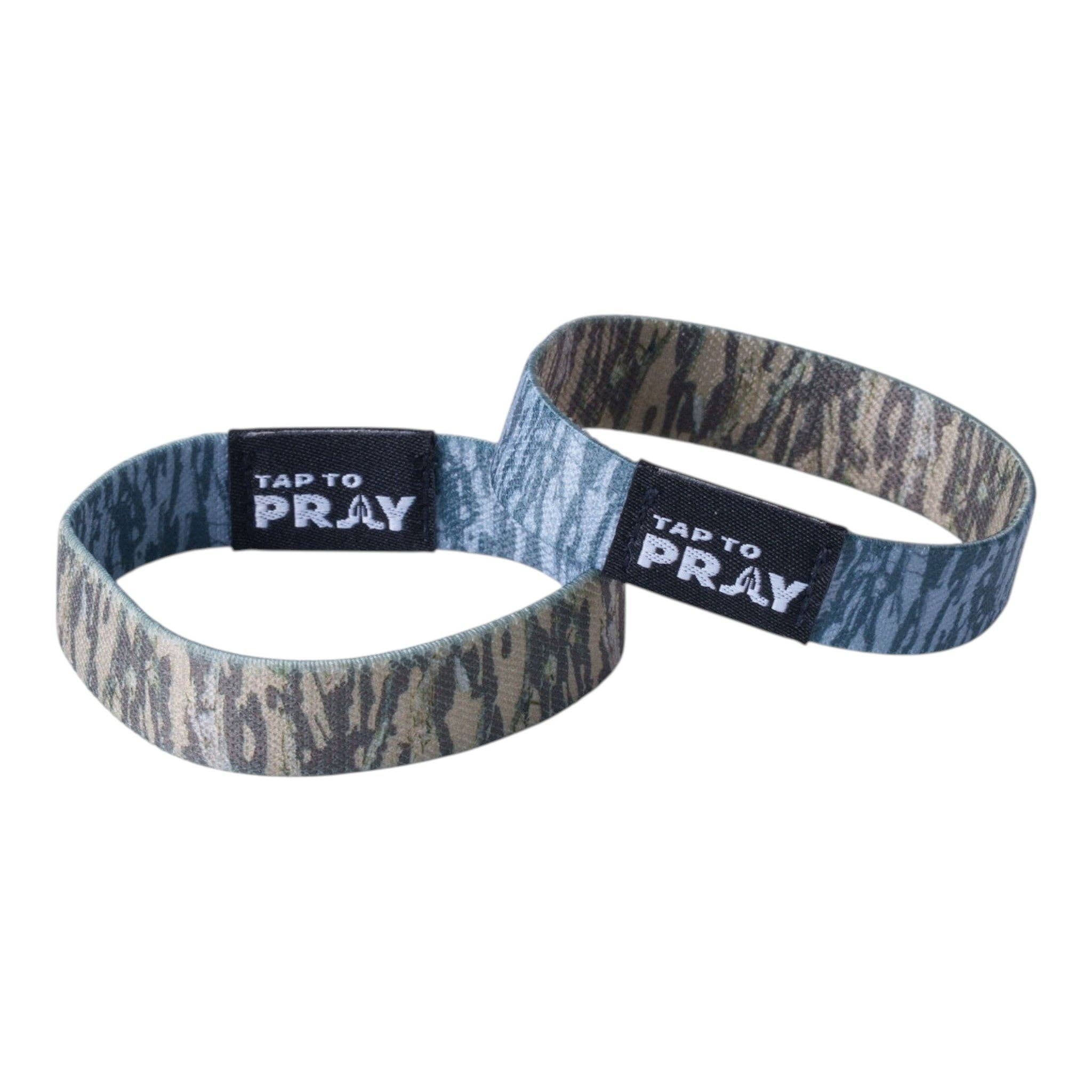 Tap To Pray® Wristband – Tree Bark Camo Brown & Grey