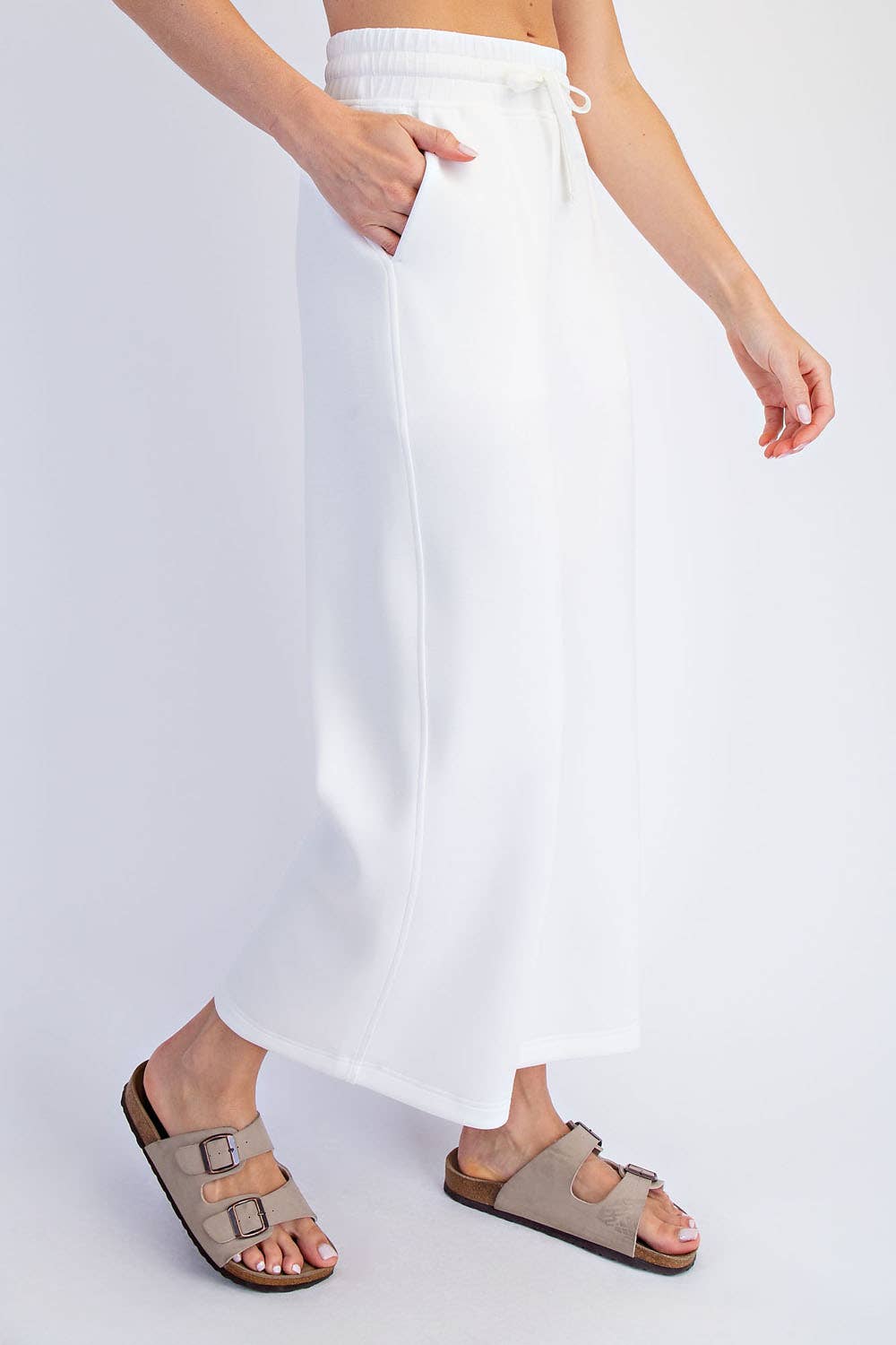 Modal Scuba Cropped Wide Pant - Rae Mode - Espresso / Black