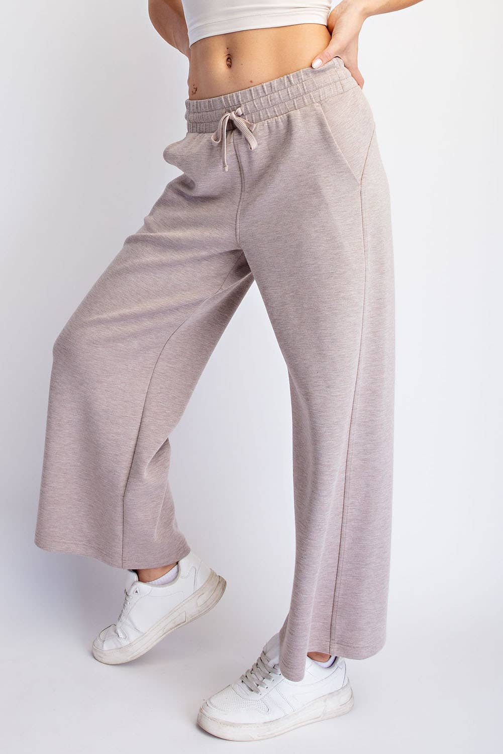 Modal Scuba Cropped Wide Pant - Rae Mode - Espresso / Black