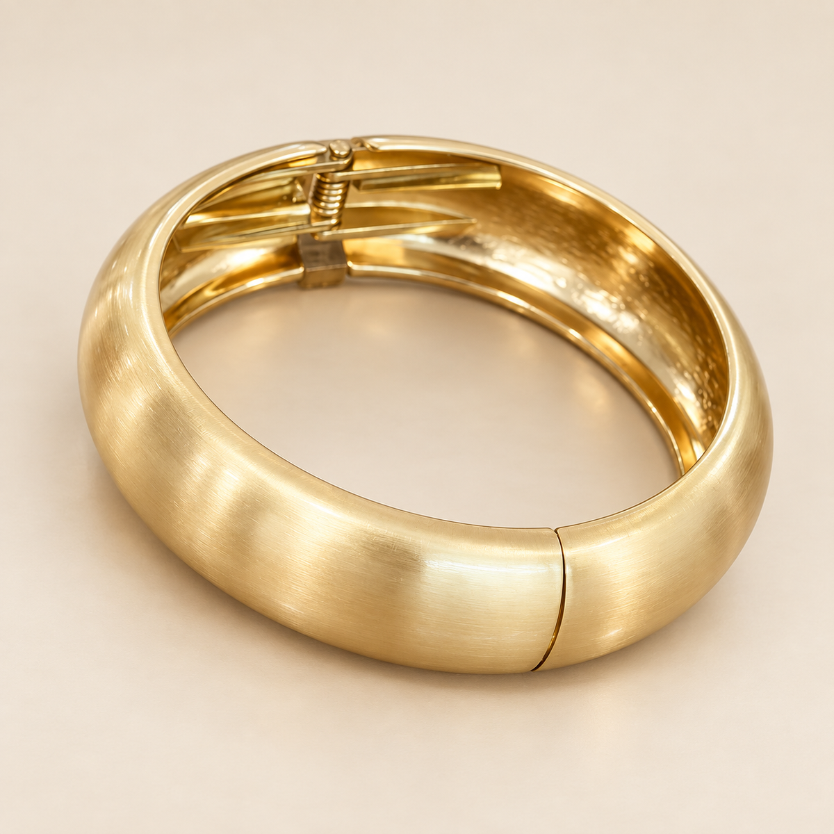 Satin Gold Hinged Bangle Bracelet