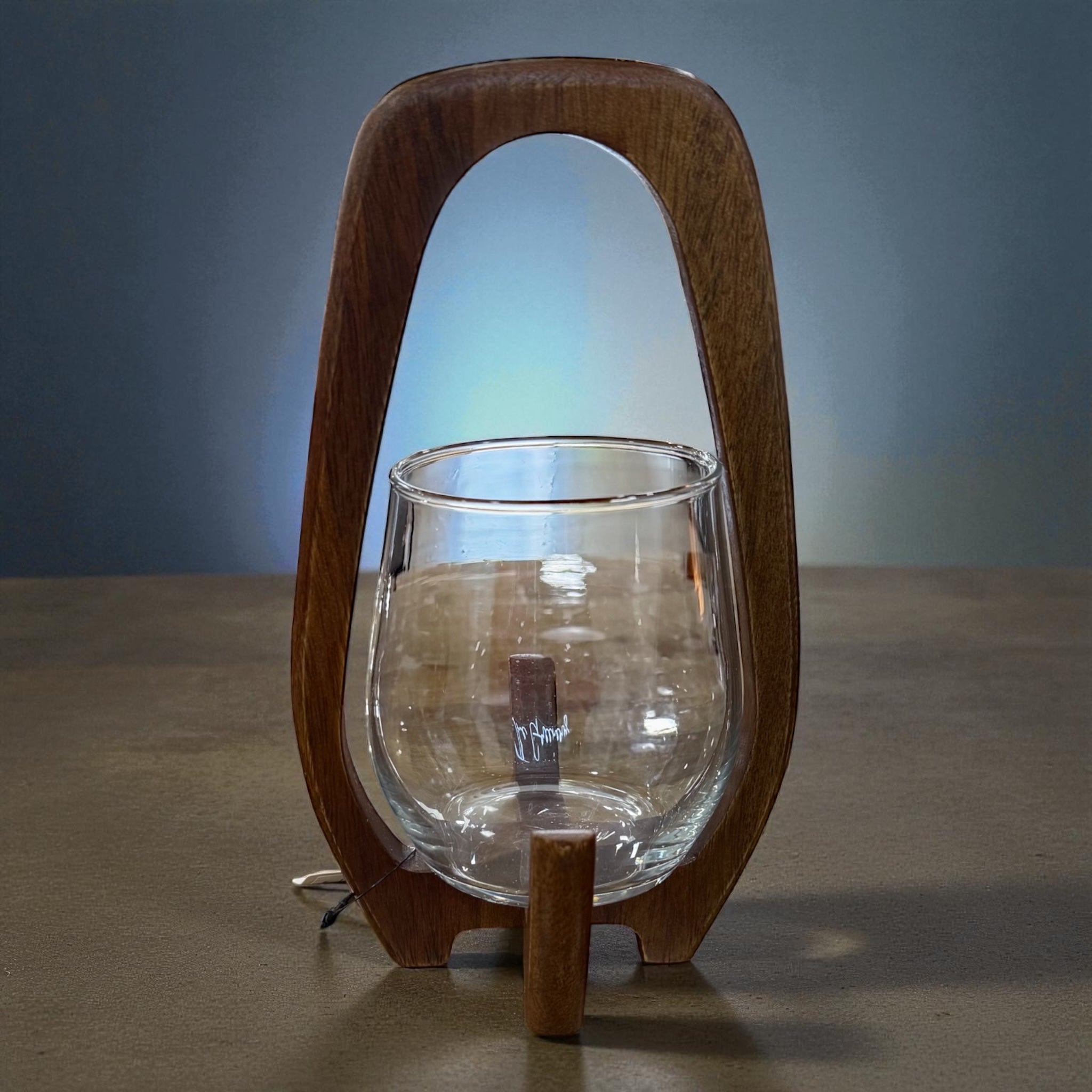 Modern Solid Wood Frame Glass Vase