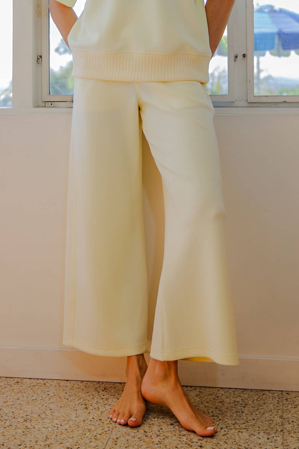 Modal Scuba Cropped Wide Pant - Rae Mode - Espresso / Black