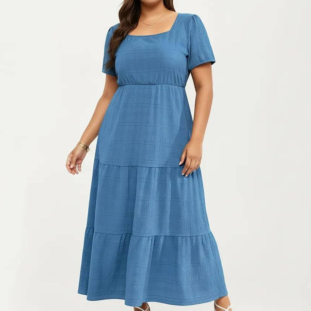 Plus Size Tiered Maxi Dress - Blue