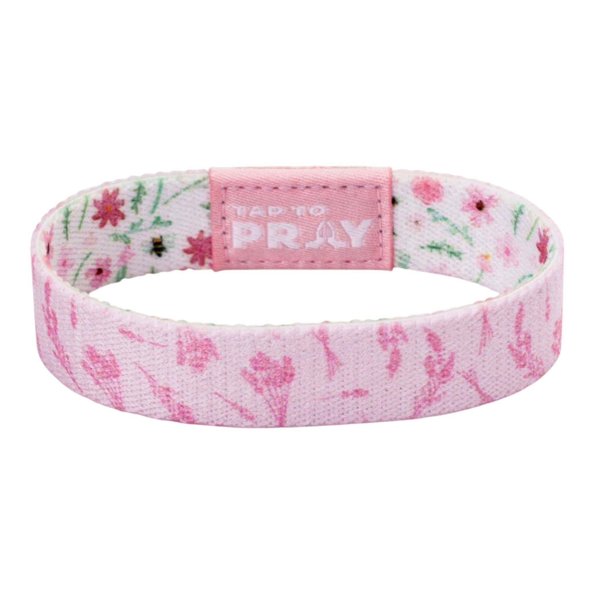 Tap To Pray® Wristband – Meadows - White